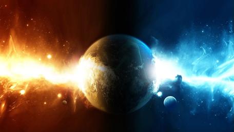 Dual Energy Planet: Fire and Ice of the Cosmos wallpaper