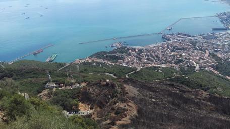Scenic Overlook of Coastal City and Harbor View wallpaper