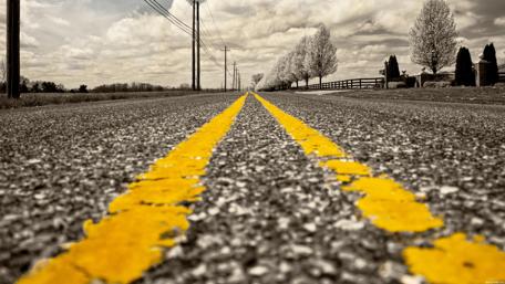 Endless Monochrome Highway in B&W wallpaper