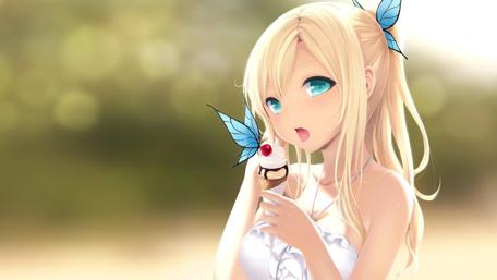 Sena Kashiwazaki Enjoys a Summer Treat wallpaper