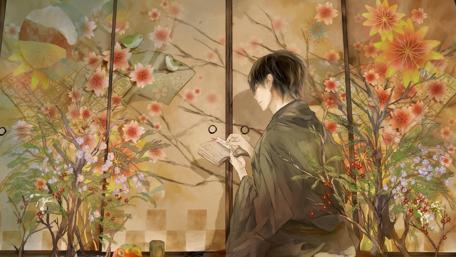 Serene Moments Amid Blossoms wallpaper