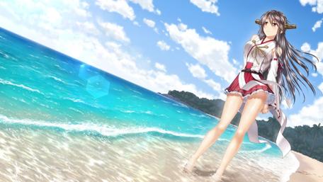 Serene Beachside Stroll with KanColle Beauty wallpaper