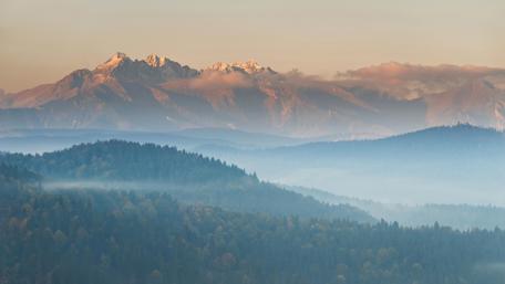 Majestic Misty Mountains at Dawn wallpaper