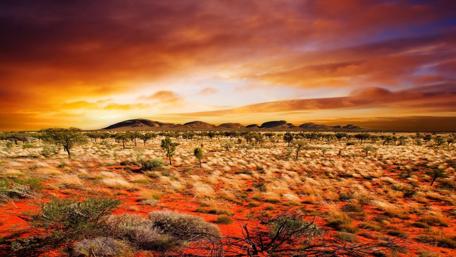 Stunning Desert Sunset Over Dramatic Clouds wallpaper