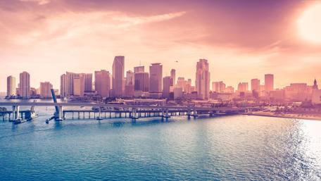 Sunset Over Miami Cityscape wallpaper