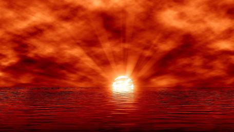 Fiery Ocean Sunset wallpaper