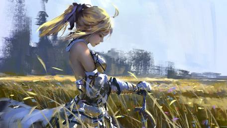Warrior's Solitude in a Wistful Field wallpaper
