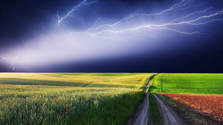 Lightning Over Country Road wallpaper