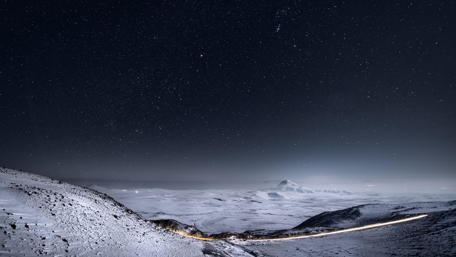 Starry Night Over Snowy Armenia wallpaper