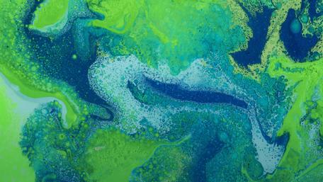 Vibrant Swirls of Turquoise and Lime Green wallpaper