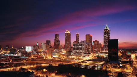 Atlanta's Dazzling Night Cityscape wallpaper