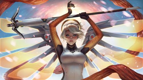 Angelic Warrior in Celestial Battle wallpaper