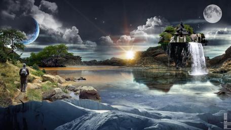 Ethereal Journey Through a Fantastical Realm wallpaper