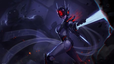 Futuristic Warrior in Battle Stance wallpaper