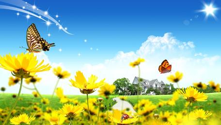 Butterflies in a Dreamland Garden wallpaper