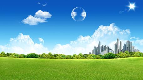 Serene Blue Sky Over Lush Green Field wallpaper