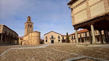 Quaint Medieval Town Square in Castile Spain wallpaper
