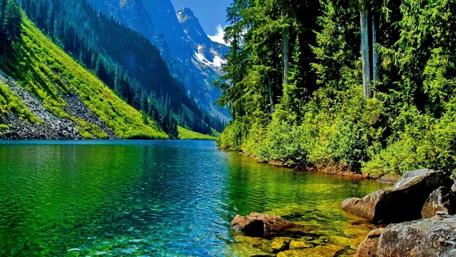 Serene Valley Reflections in Nature’s Splendor wallpaper