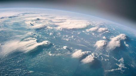 Vibrant Earth from Space Viewing Oceans and Clouds wallpaper