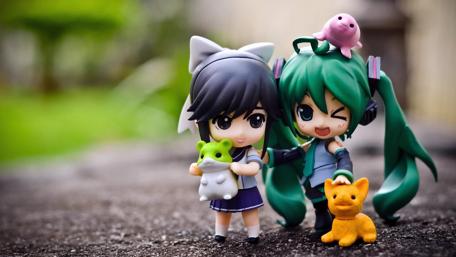Cute Anime Figures with Animal Friends wallpaper