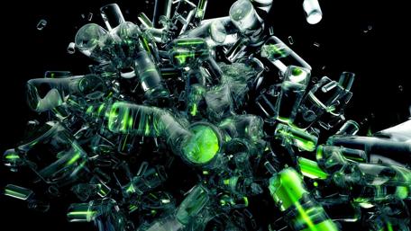 Explosive Glass Abstract Artistry in Dark Tones wallpaper