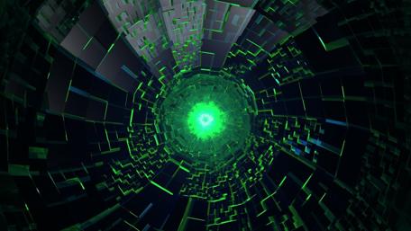 Mesmerizing 3D Green Tunnel Design wallpaper