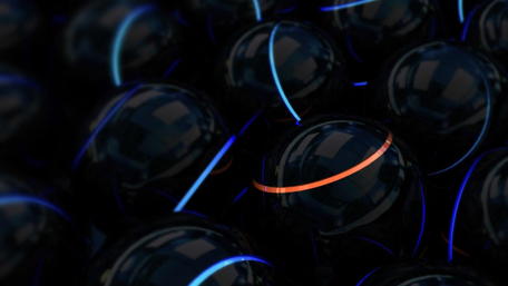 Mystical Dark Spheres in 3D Glow Effect wallpaper