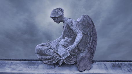 Ethereal Angel in Blue Hues wallpaper