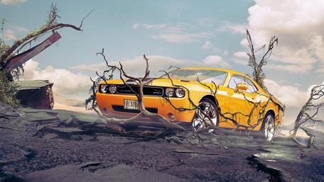 Vintage Car in a Surreal Dreamscape wallpaper