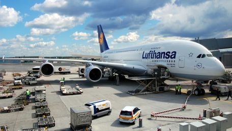Majestic Airbus A380 at Frankfurt Airport wallpaper
