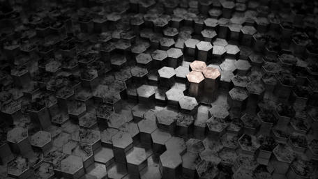 Hexagonal Metal Terrain in 3D Illumination wallpaper