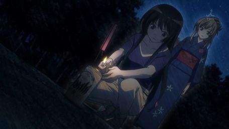 Quiet Moments Under the Stars of Anime Nightlife wallpaper