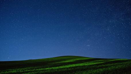 Starry Night Over Peaceful Meadow wallpaper