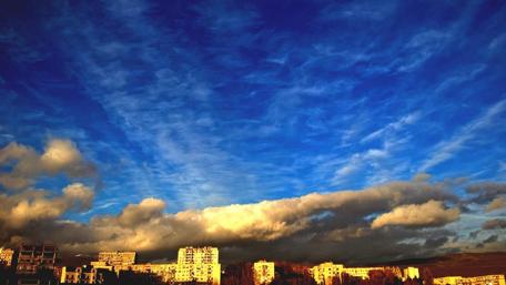 Stunning Blue Sky Over Urban Landscape wallpaper