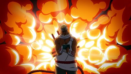 Killer Bee Ignites with Fiery Aura wallpaper