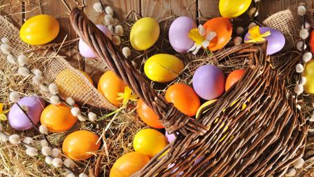 Easter Celebration with Colorful Basket of Joy wallpaper