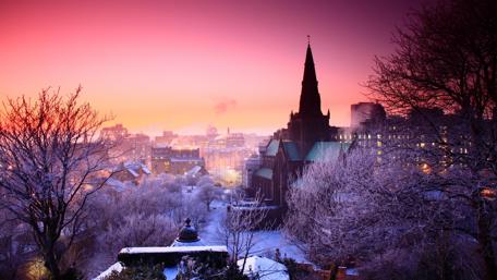 Prague Winter Sunset Over Cityscape wallpaper