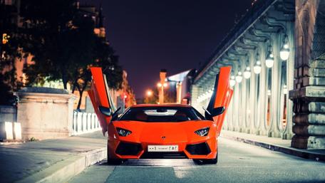 Ultimate Night Ride with a Red Lamborghini wallpaper