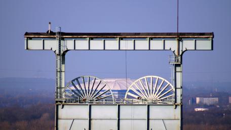 Industrial Machinery in Clear Blue Sky wallpaper