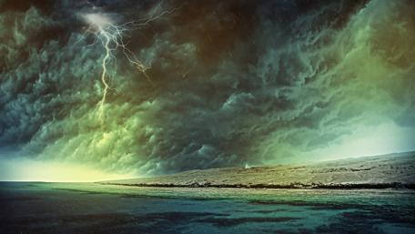 Raging Storm Over Coastal Waters wallpaper