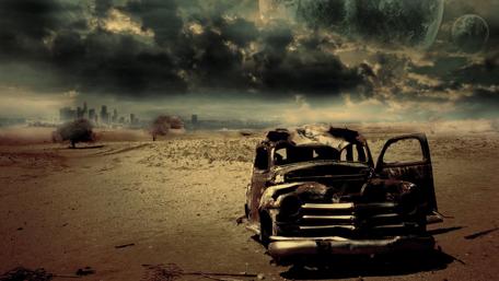 Abandoned Dreams in a Futuristic Wasteland wallpaper
