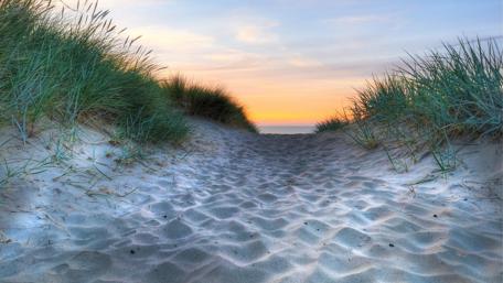 White Sand Beach at Sunset wallpaper
