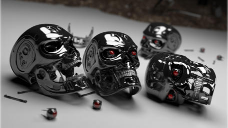 Futuristic Metal Skulls Convergence wallpaper