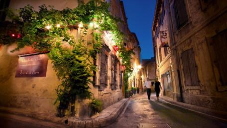 Charming Night in Provence Street Lights wallpaper