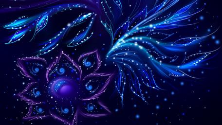 Luminous Floral Waves in Digital Ocean wallpaper