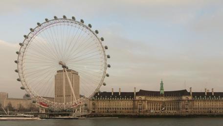 London Eye Reflection Over the Thames River wallpaper
