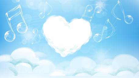 Heart-Shaped Cloud with Musical Notes wallpaper