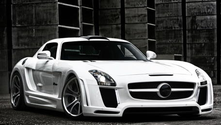 Sleek Monochrome Elegance of a White Car wallpaper