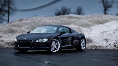 Sleek Audi R8 in a Winter Landscape wallpaper