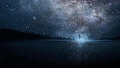Running Under the Stars in the Night Sky wallpaper